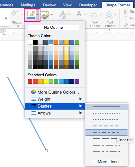 extend the length of a line in word for mac